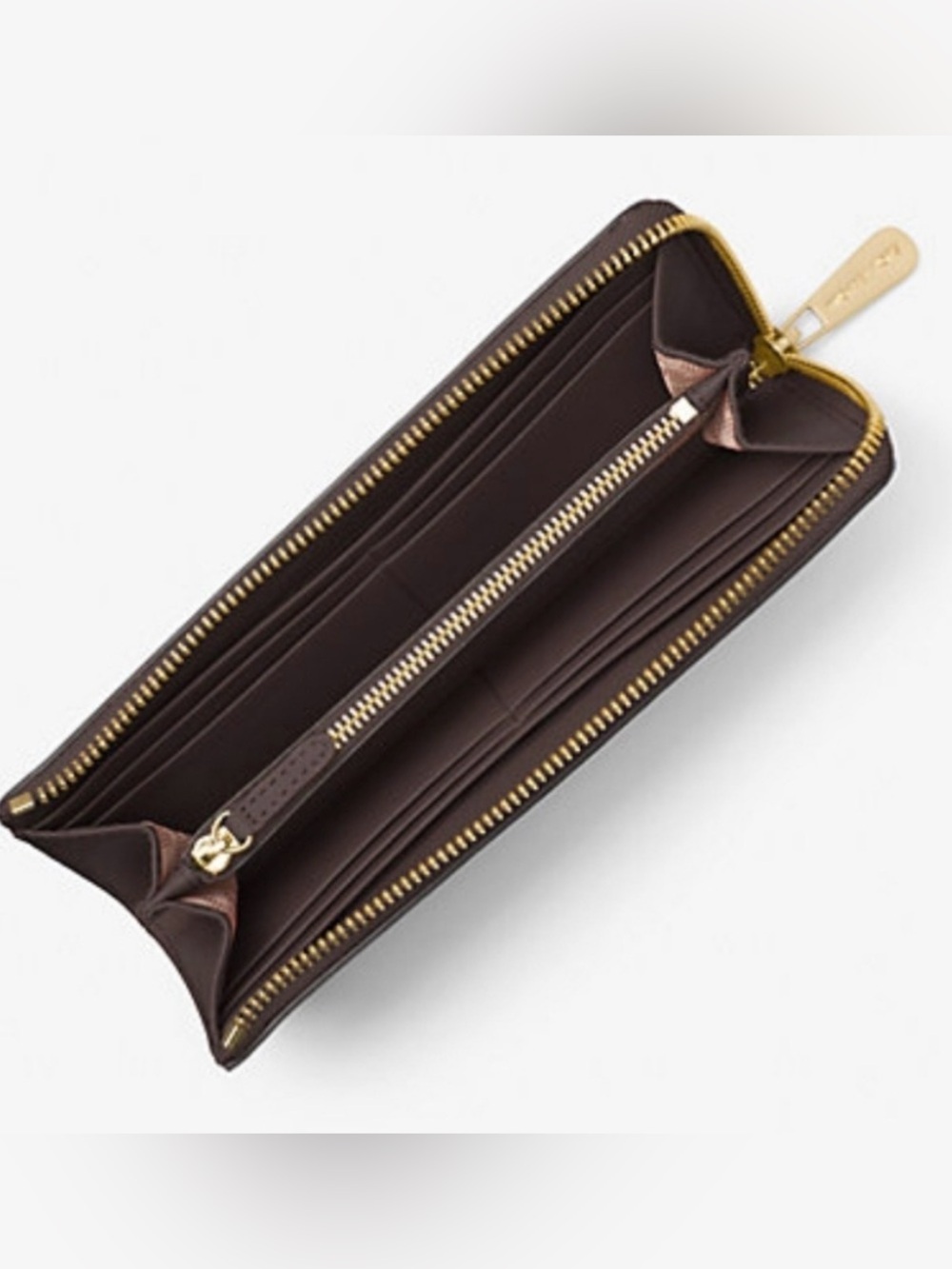MICHAEL KORS NWT Quarter Zip Jet Set Travel Wallet With The Brown Signature Logo - Picture 2 of 5